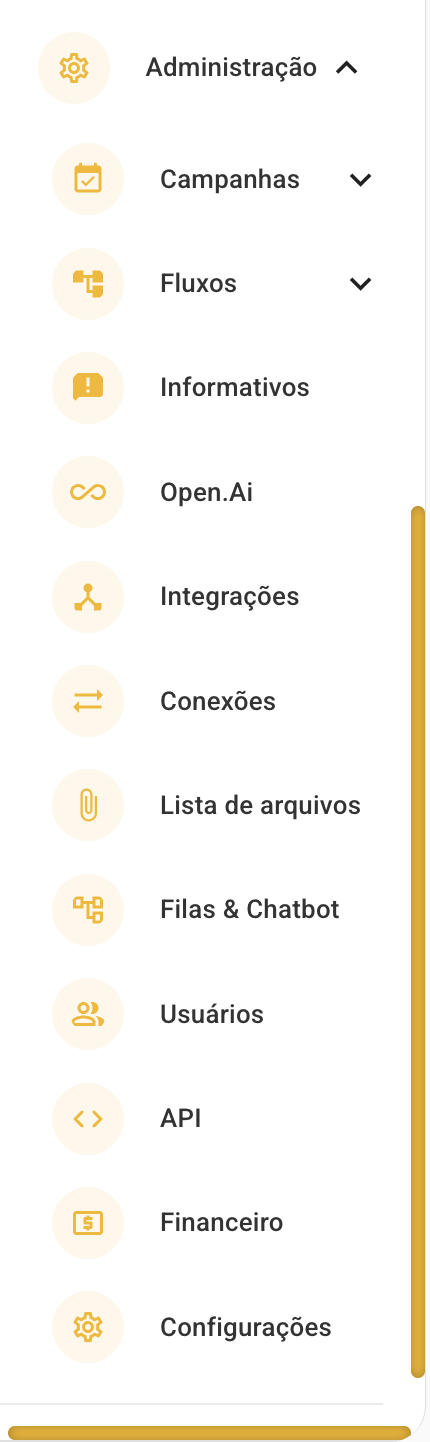 Menu Administração